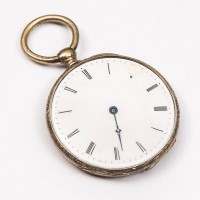 Zegarek kieszonkowy, kluczykowy. Koperta srebrna z dekoracyjnym grawerunkiem. I poł. XIX w.
